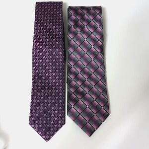 Bundle of 2 Silk Designer Neckties. Purple. Pink. EUC